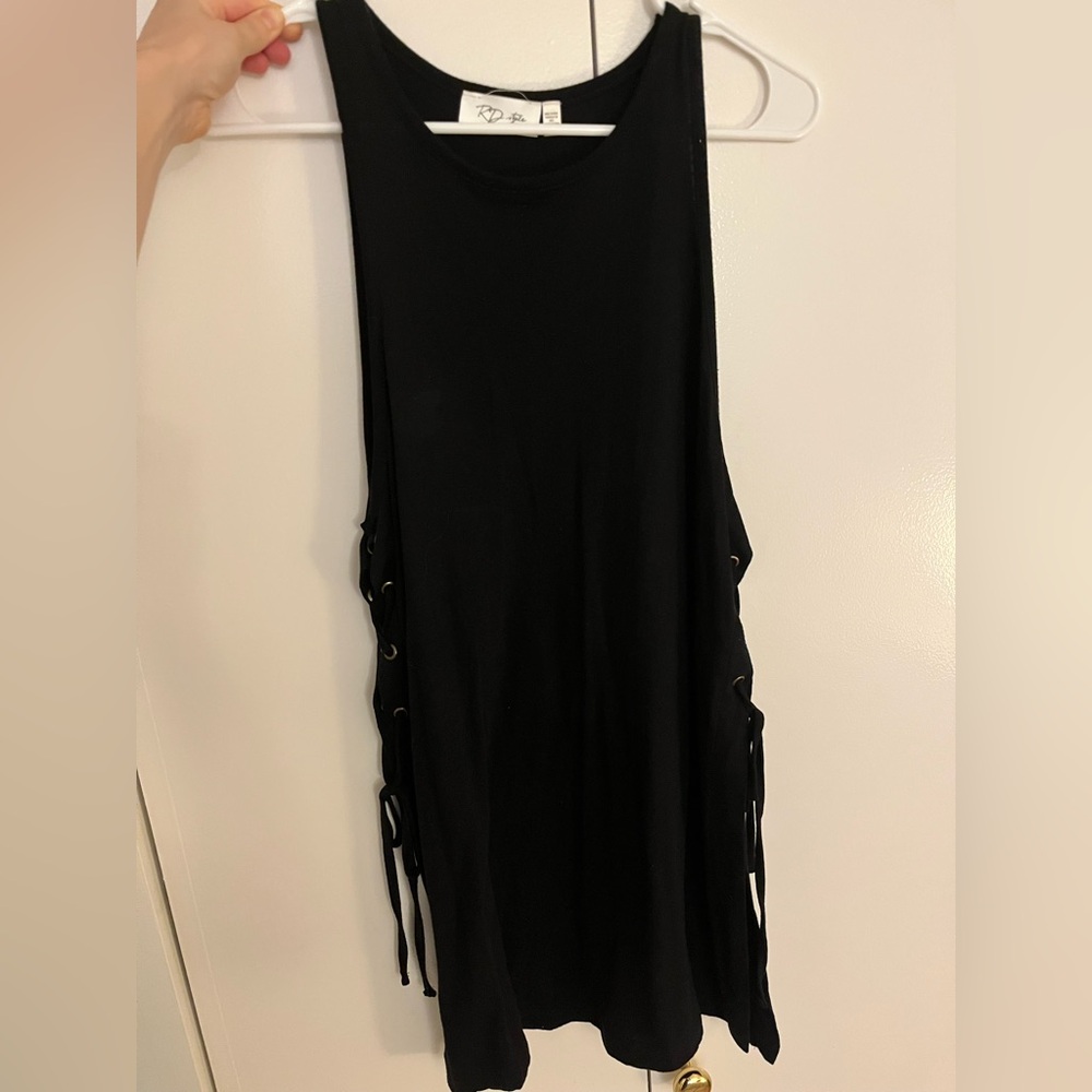 Black Tank Top with Side Ties - Picture 5 of 6